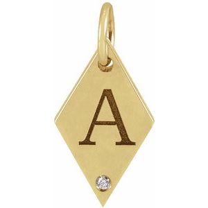 14K Yellow Gold .005 CT Natural Diamond Rhombus Pendant