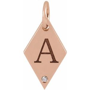 14K Rose Gold .005 CT Natural Diamond Rhombus Pendant
