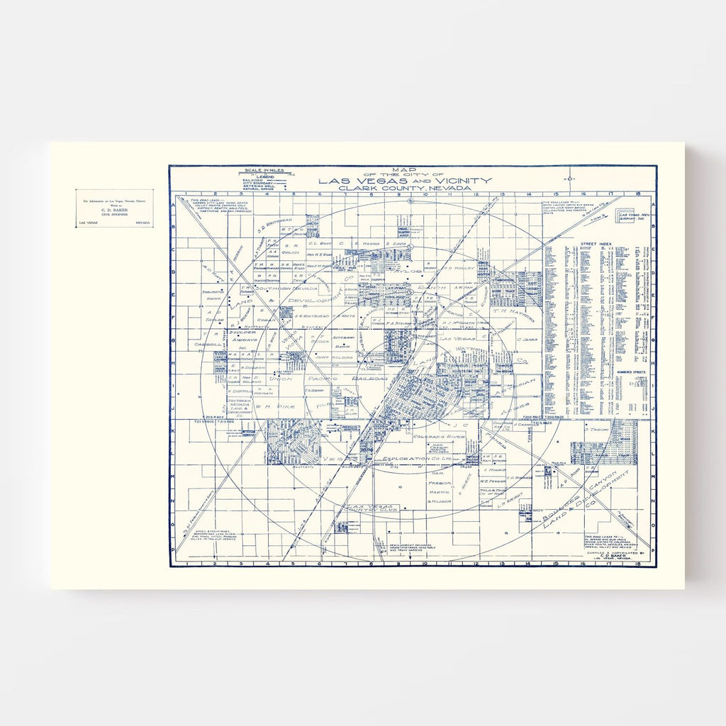 Vintage Map of Las Vegas, Nevada 1920