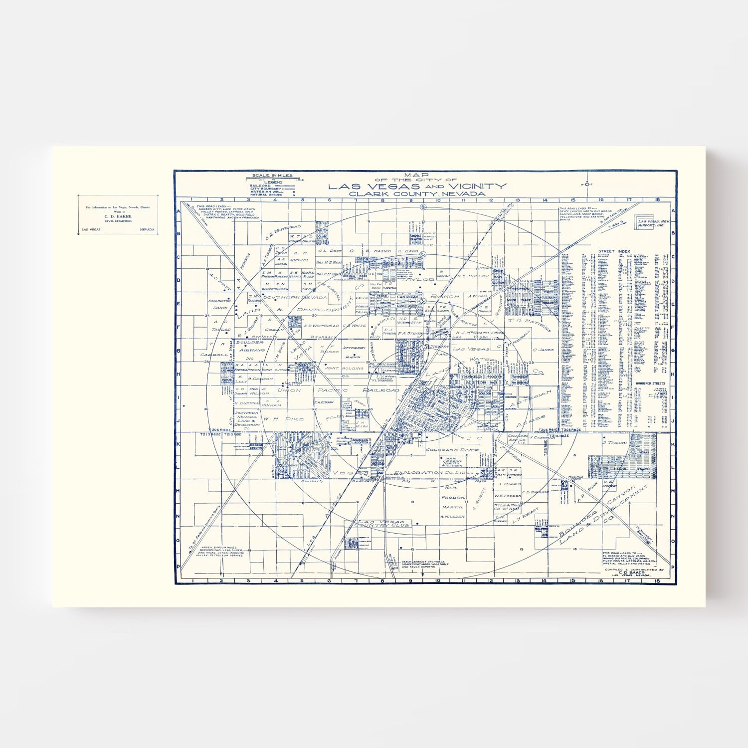 Vintage Map of Las Vegas, Nevada 1920