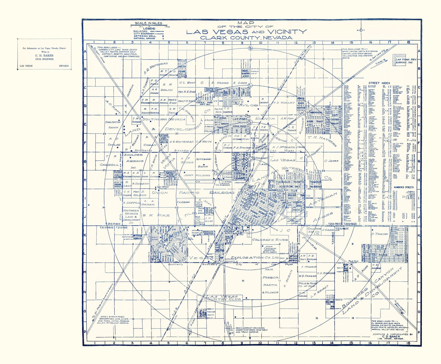 Vintage Map of Las Vegas, Nevada 1920