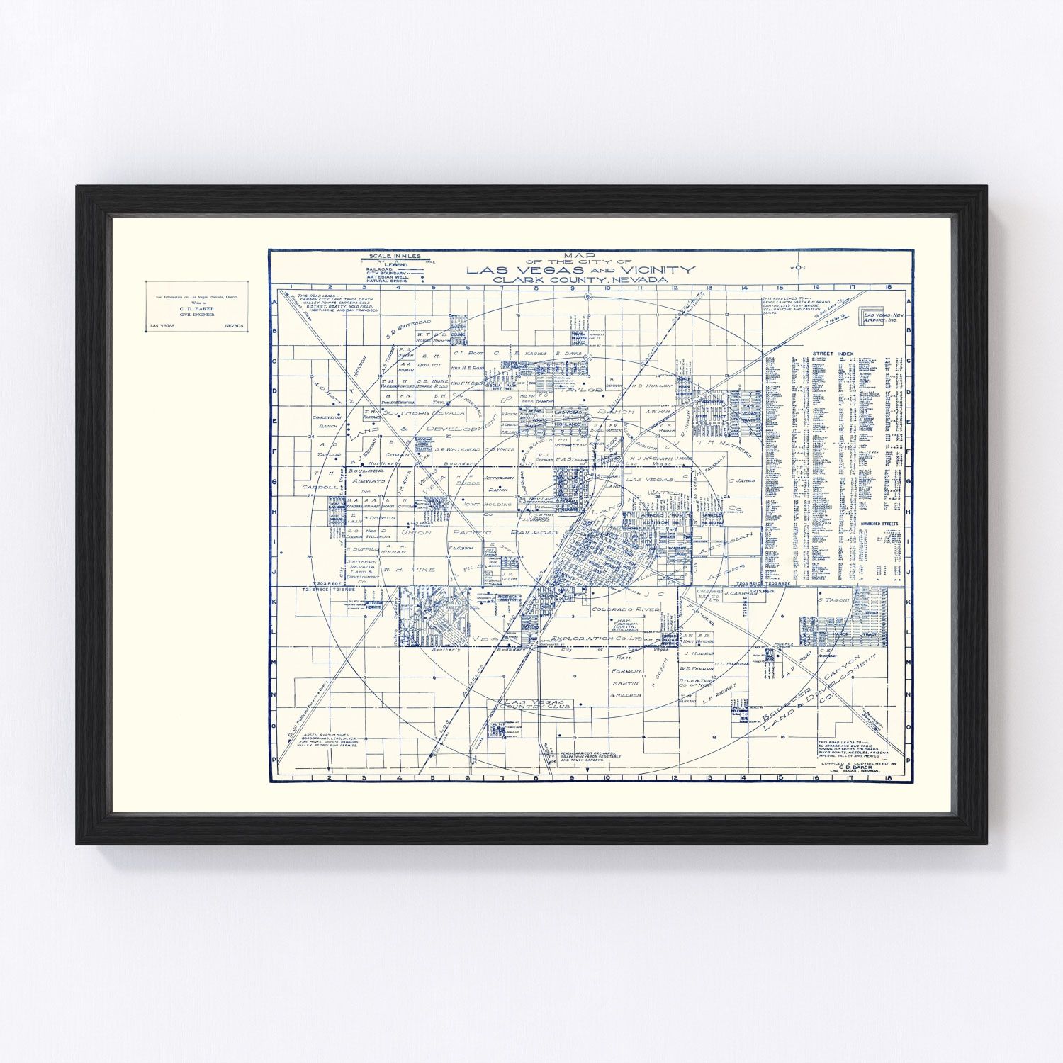 Vintage Map of Las Vegas, Nevada 1920