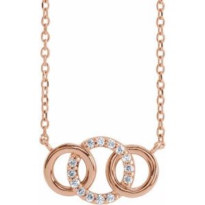 14K Rose Gold .05 CTW Natural Diamond Interlocking Circle 18" Necklace