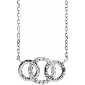 14K White Gold .05 CTW Natural Diamond Interlocking Circle 18" Necklace