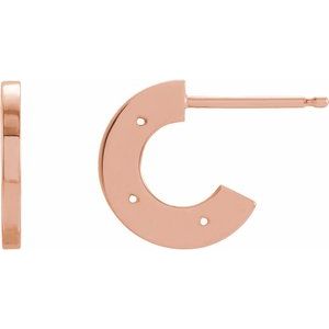 14K Rose Gold 1 mm Round Left Flat Hoop Earring Mounting