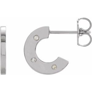 Platinum .025 CTW Natural Diamond Flat Hoop Earrings
