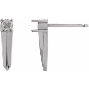14K White Gold 2.8 mm Round Knife-Edge Bar Earring