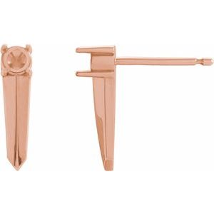 14K Rose Gold 2.8 mm Round Knife-Edge Bar Earring