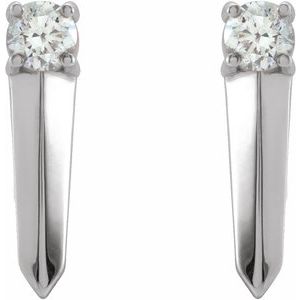 Sterling Silver 1/6 CTW Natural Diamond Knife-Edge Bar Earrings – image 2