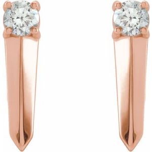 14K Rose Gold 1/6 CTW Natural Diamond Knife-Edge Bar Earrings – image 2