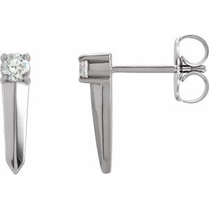 Sterling Silver 1/6 CTW Natural Diamond Knife-Edge Bar Earrings