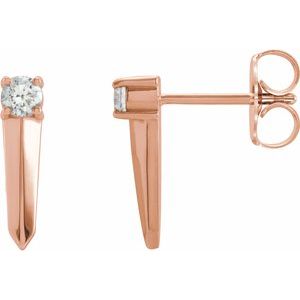 14K Rose Gold 1/6 CTW Natural Diamond Knife-Edge Bar Earrings