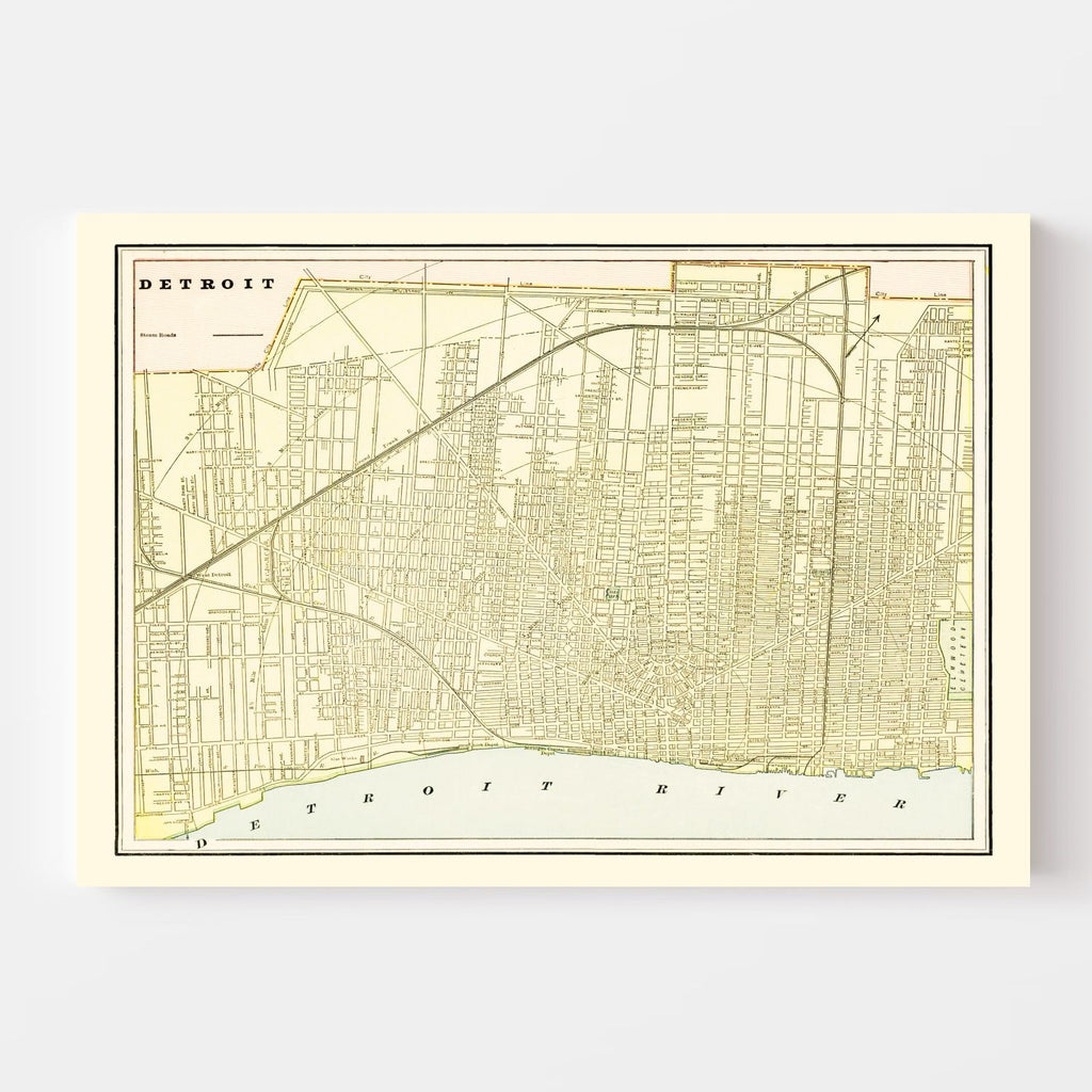 Vintage Map of Detroit, Michigan 1892
