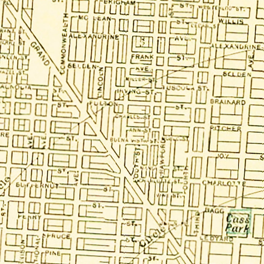 Vintage Map of Detroit, Michigan 1892