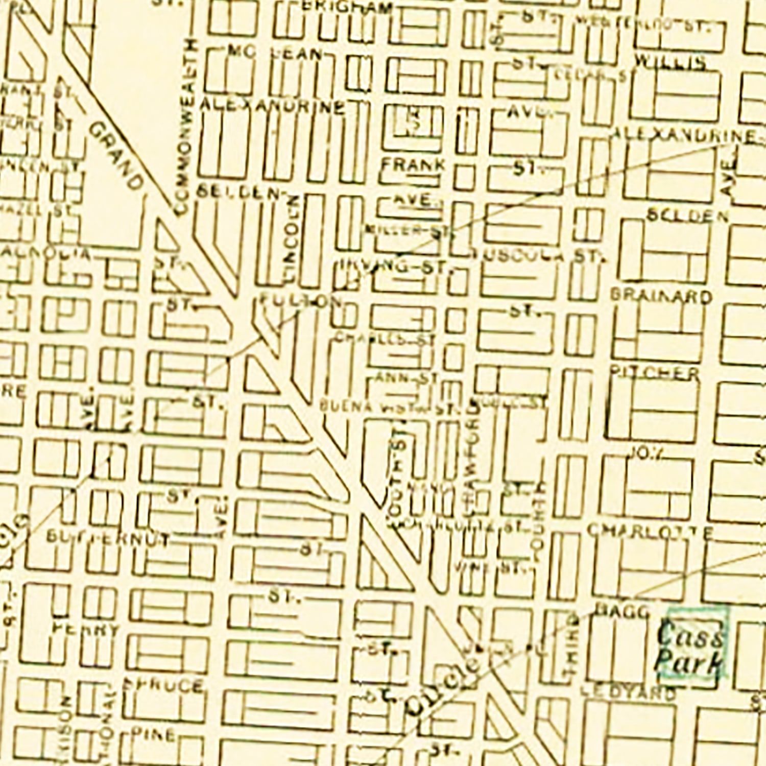 Vintage Map of Detroit, Michigan 1892