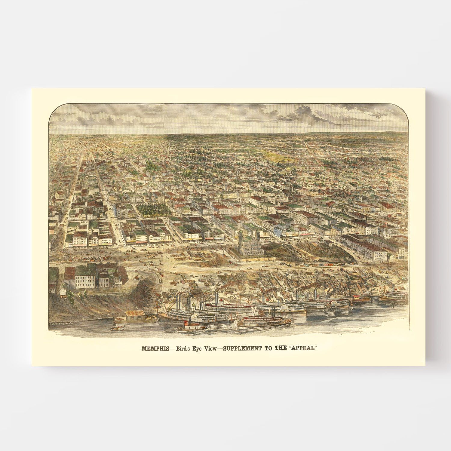 Vintage Map of Memphis, Tennessee 1885
