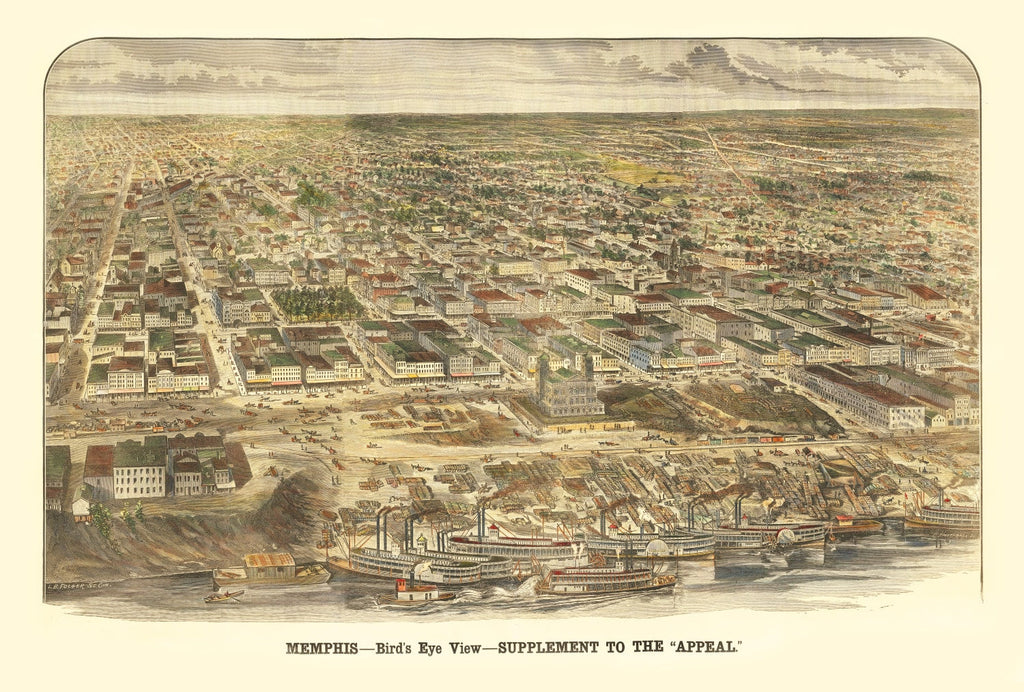 Vintage Map of Memphis, Tennessee 1885