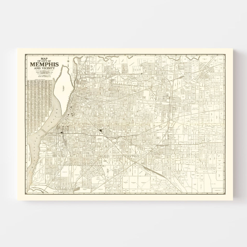 Vintage Map of Memphis, Tennessee 1925