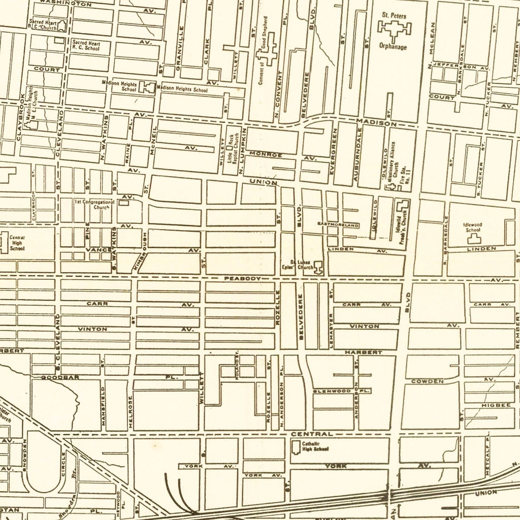 Vintage Map of Memphis, Tennessee 1925