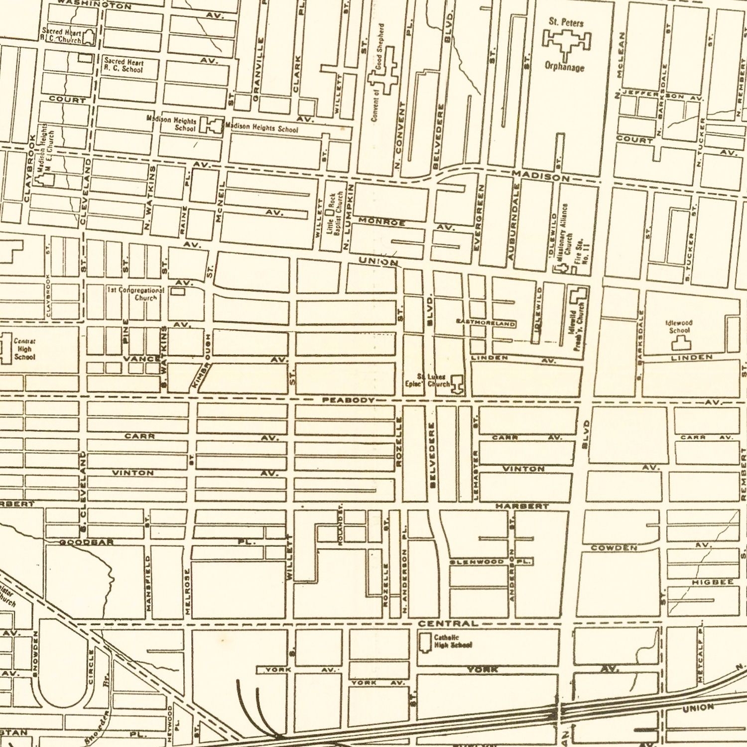 Vintage Map of Memphis, Tennessee 1925
