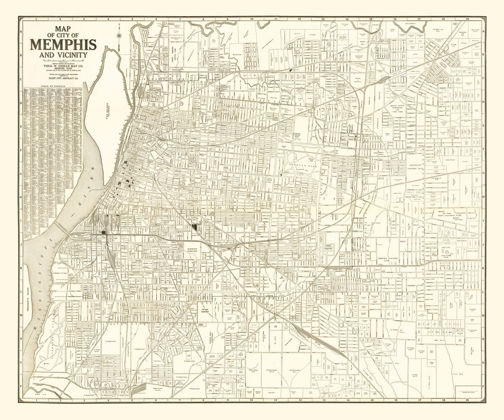Vintage Map of Memphis, Tennessee 1925