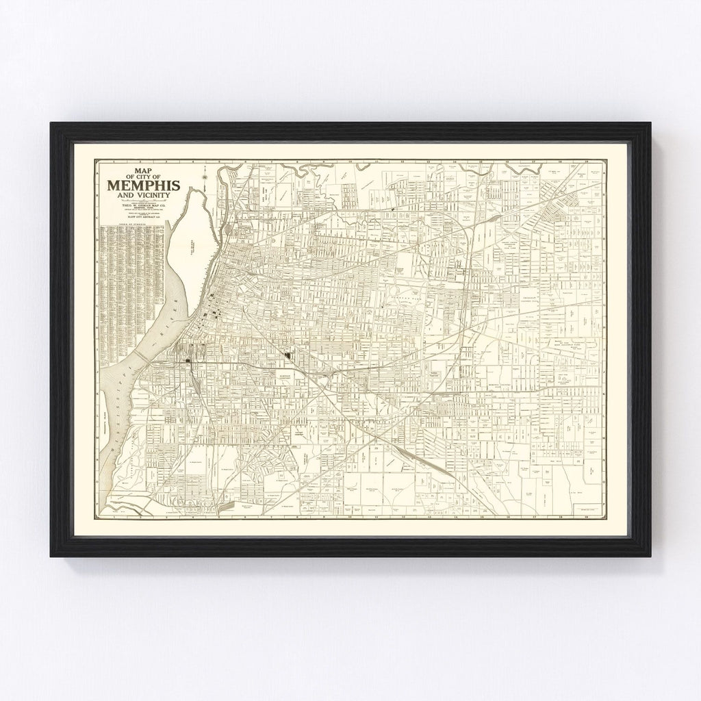Vintage Map of Memphis, Tennessee 1925
