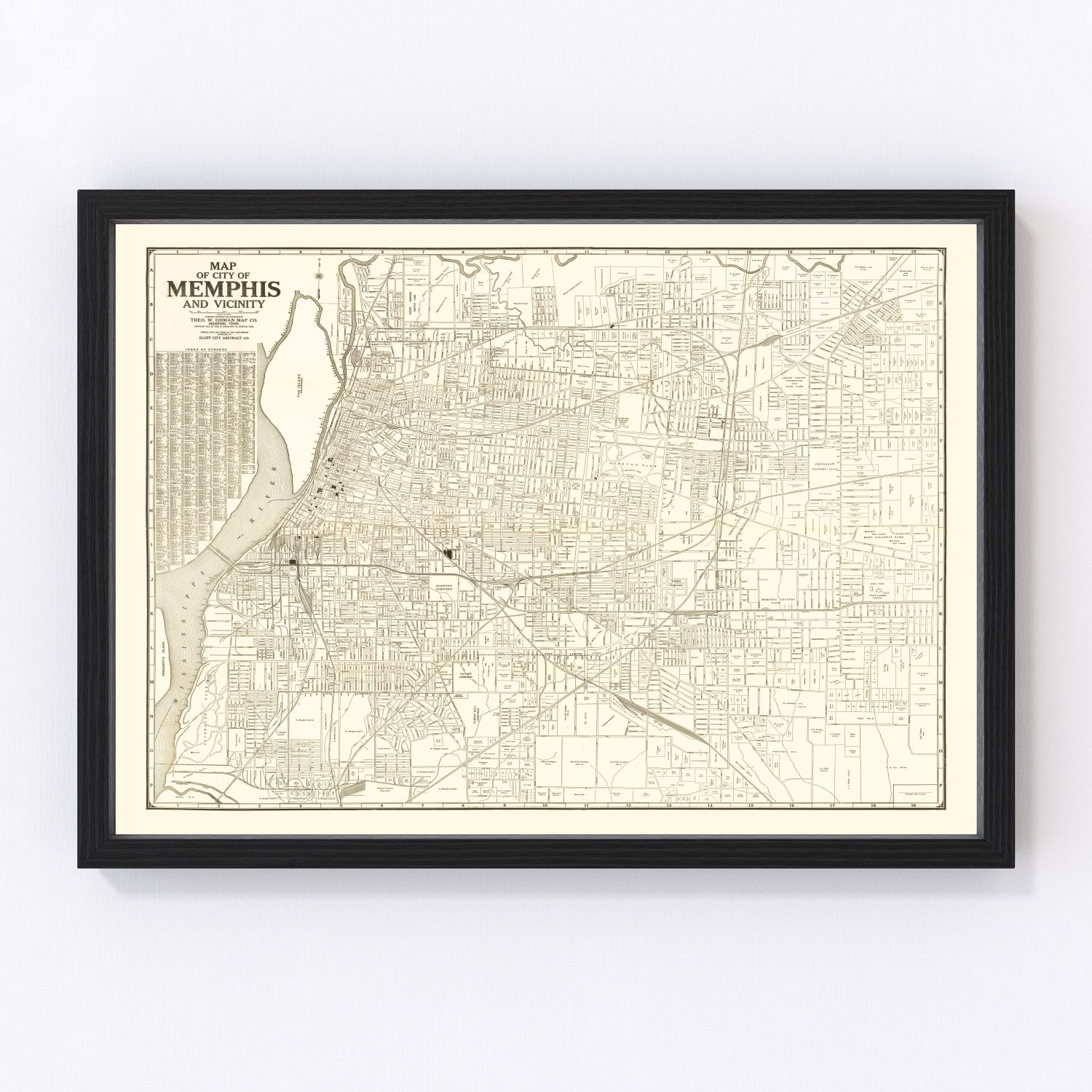 Vintage Map of Memphis, Tennessee 1925