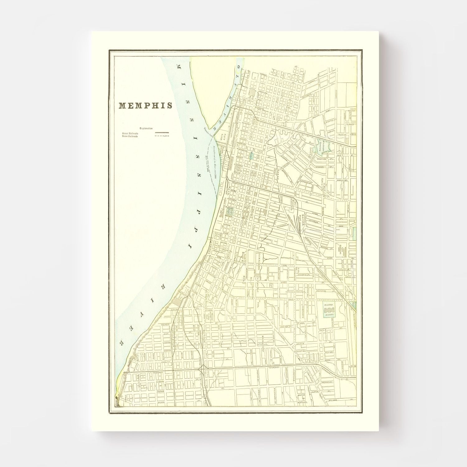Vintage Map of Memphis, Tennessee 1895