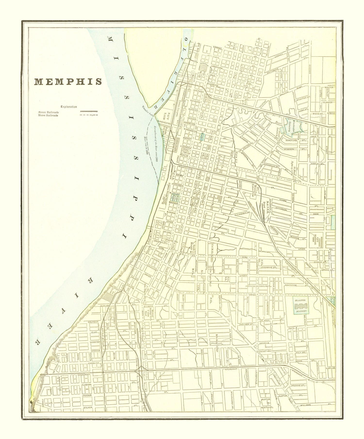 Vintage Map of Memphis, Tennessee 1895