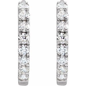 14K White Gold 1/5 CTW Lab-Grown Diamond 12 mm Hoop Earrings