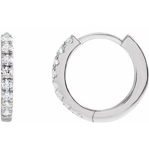 14K White Gold 1/5 CTW Lab-Grown Diamond 12 mm Hoop Earrings