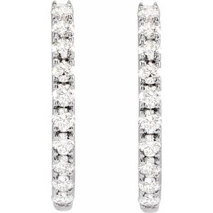14K White Gold 1/4 CTW Lab-Grown Diamond 14 mm Hoop Earrings – image 2
