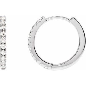 14K White Gold 1/4 CTW Lab-Grown Diamond 14 mm Hoop Earrings