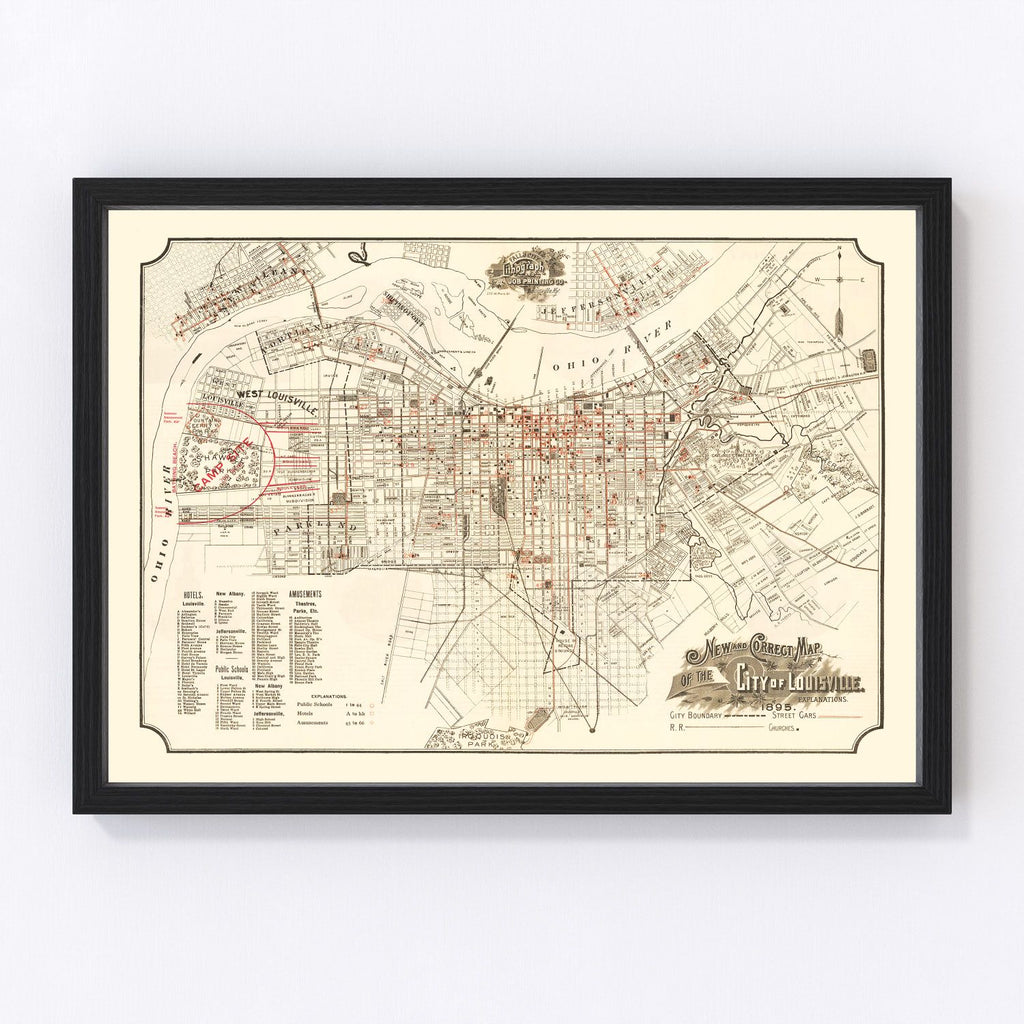 Vintage Map of Lousiville, Kentucky 1895