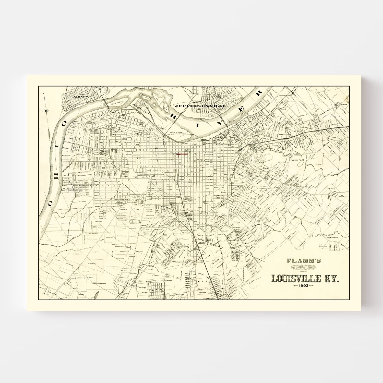 Vintage Map of Louisville, Kentucky 1893