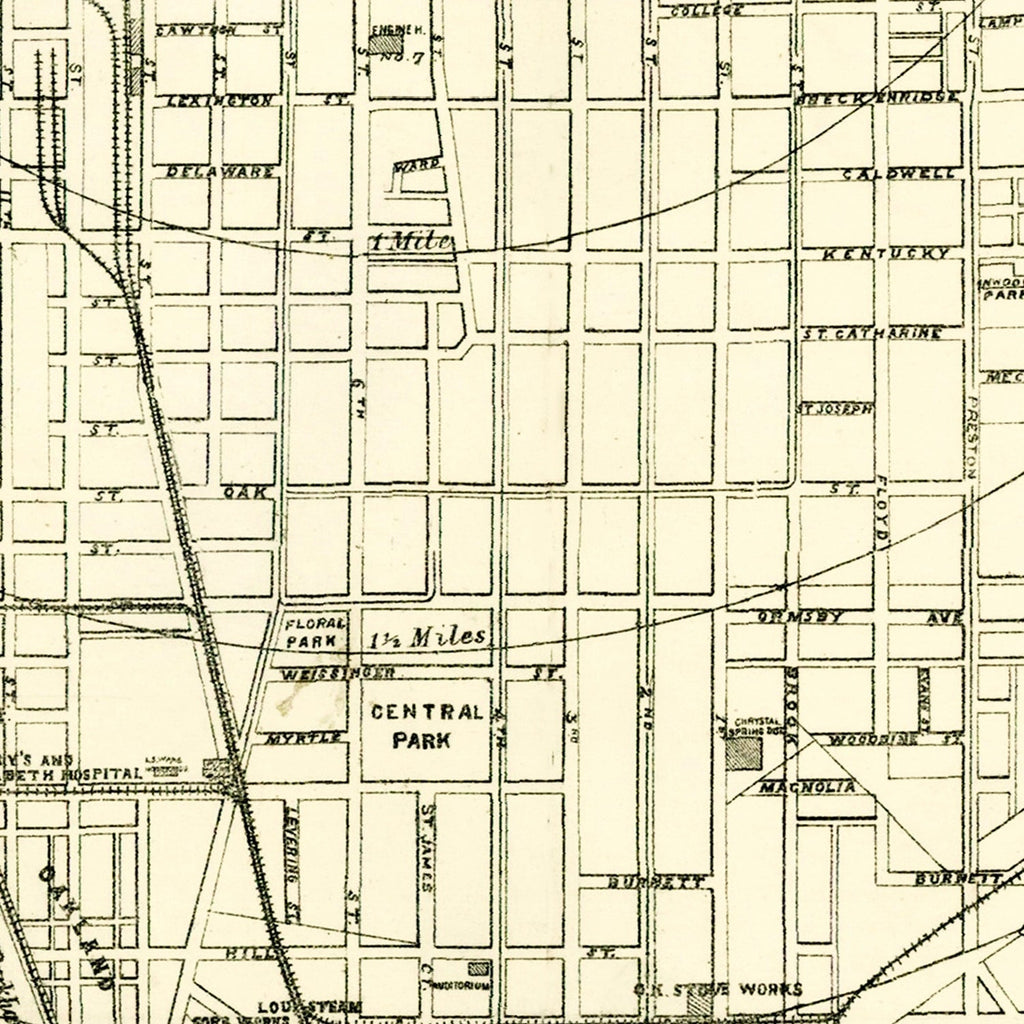 Vintage Map of Louisville, Kentucky 1893