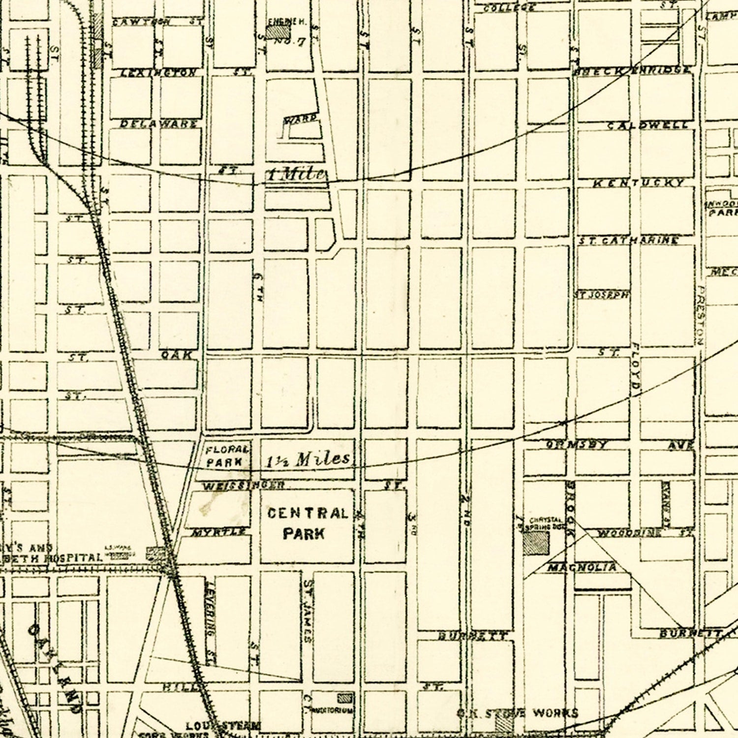 Vintage Map of Louisville, Kentucky 1893