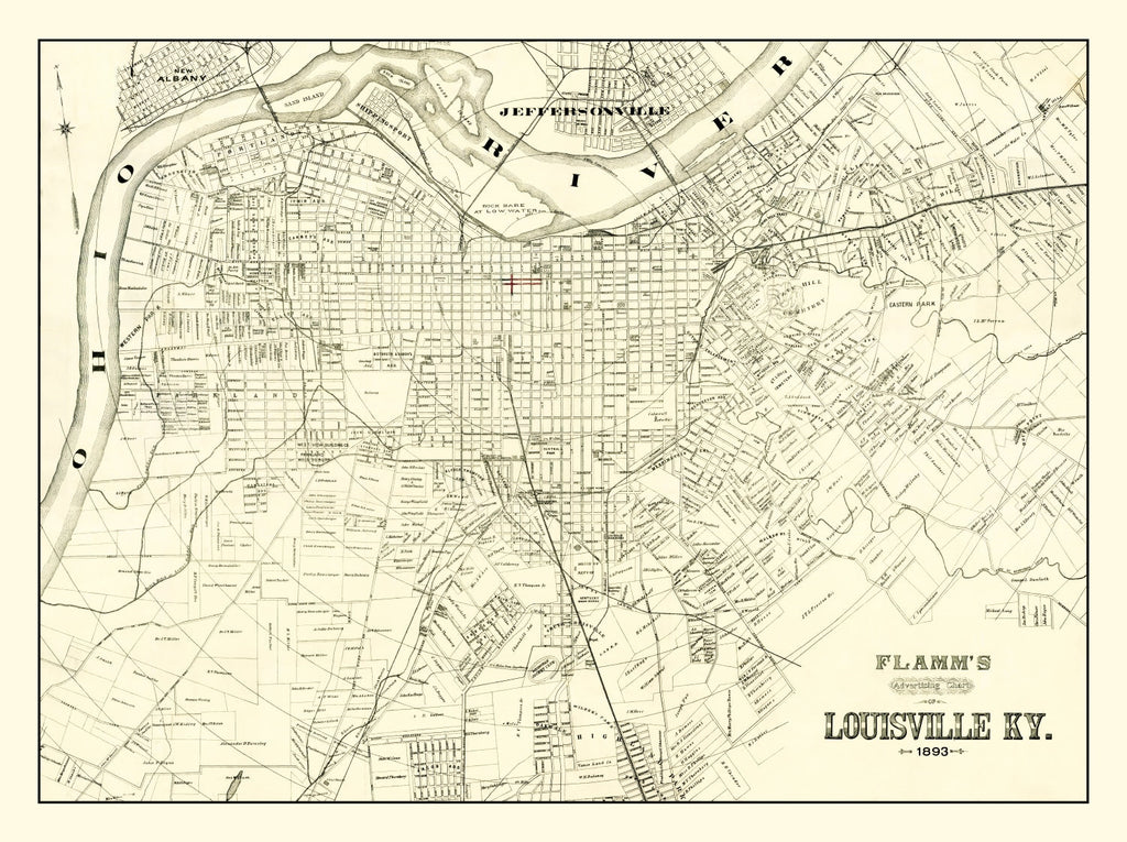 Vintage Map of Louisville, Kentucky 1893