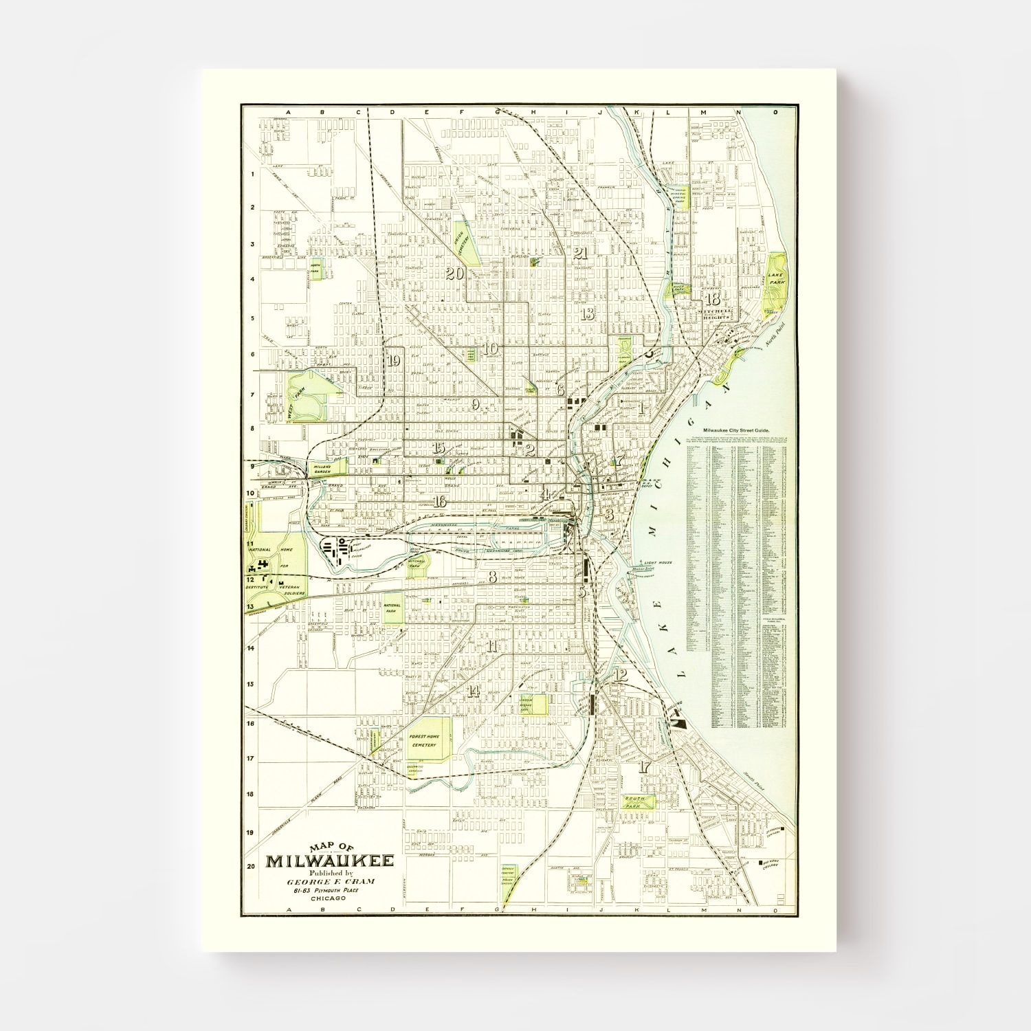 Vintage Map of Milwaukee, Wisconsin 1898