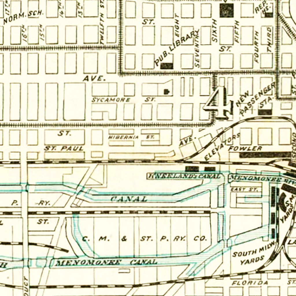Vintage Map of Milwaukee, Wisconsin 1898