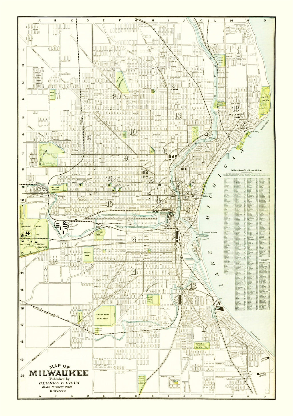 Vintage Map of Milwaukee, Wisconsin 1898