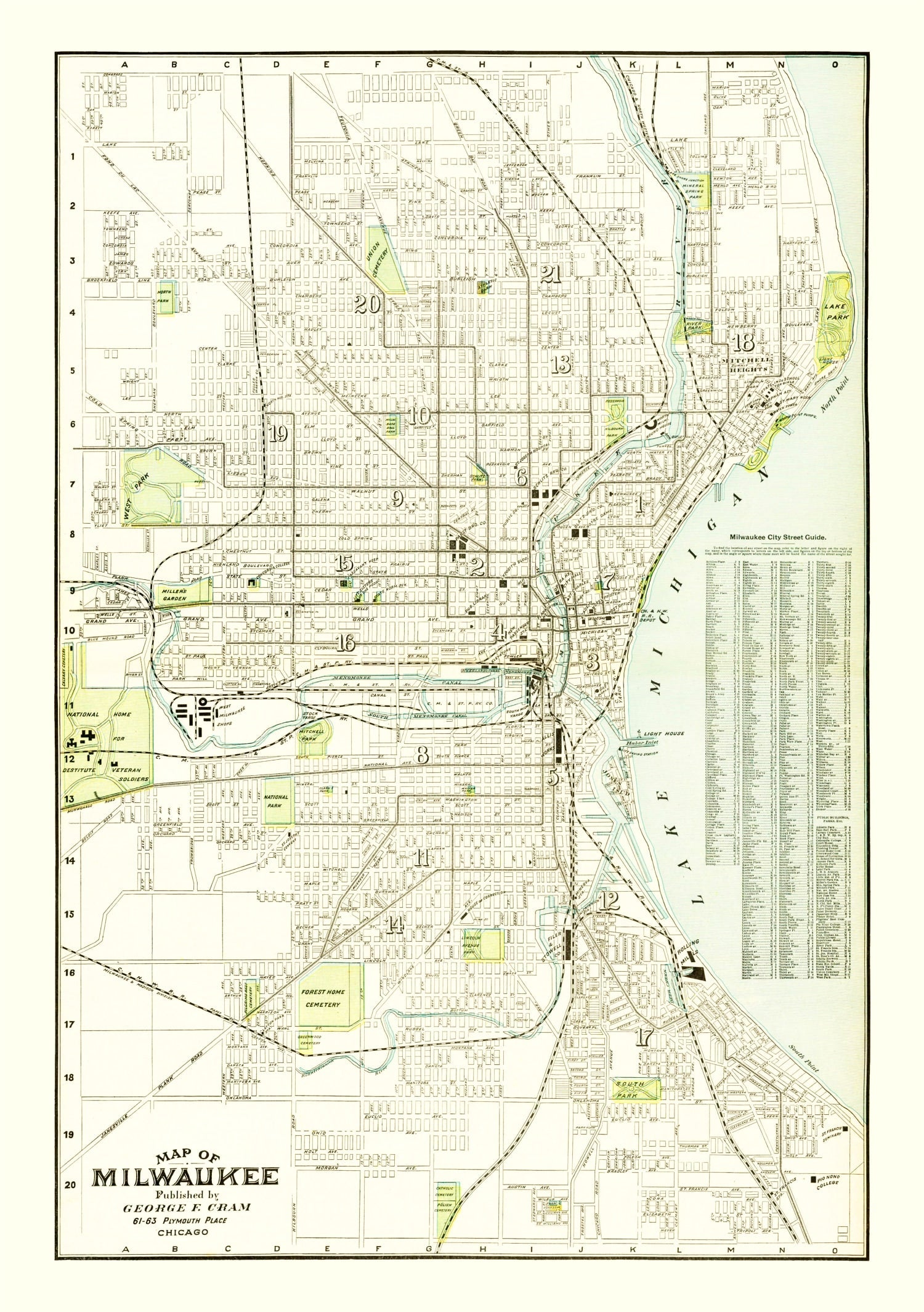 Vintage Map of Milwaukee, Wisconsin 1898