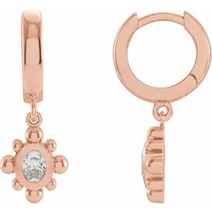 14K Rose Gold 1/3 CTW Natural Diamond Beaded Bezel-Set Hinged Hoop Earrings