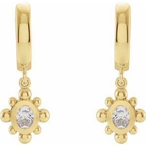 14K Yellow Gold 1/3 CTW Natural Diamond Beaded Bezel-Set Hinged Hoop Earrings – image 2
