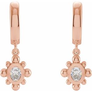 14K Rose Gold 1/3 CTW Natural Diamond Beaded Bezel-Set Hinged Hoop Earrings – image 2