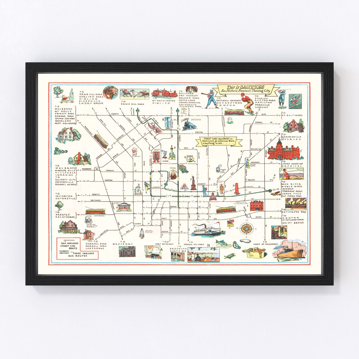 Vintage Map of Baltimore, Maryland 1929