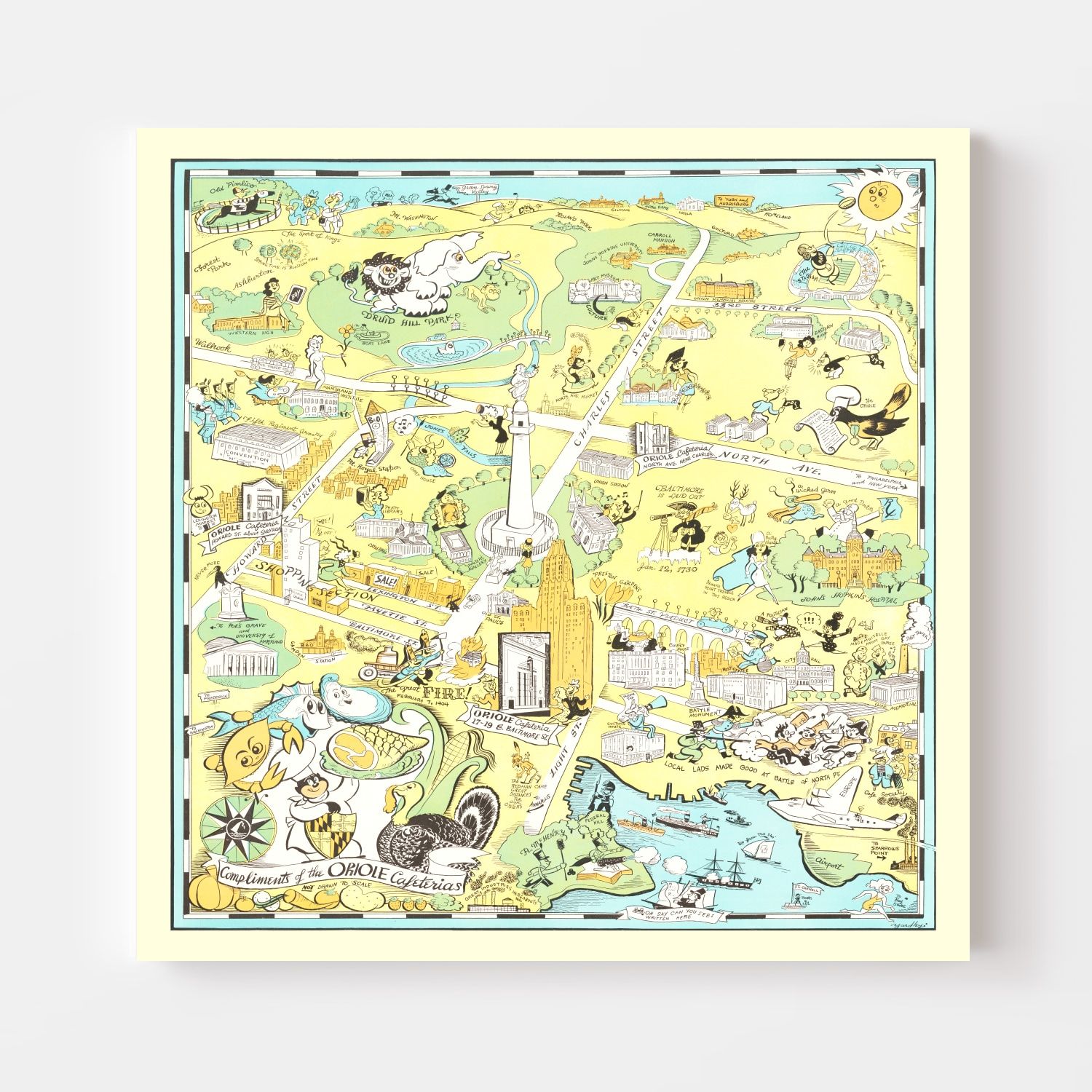 Vintage Map of Baltimore, Maryland 1935