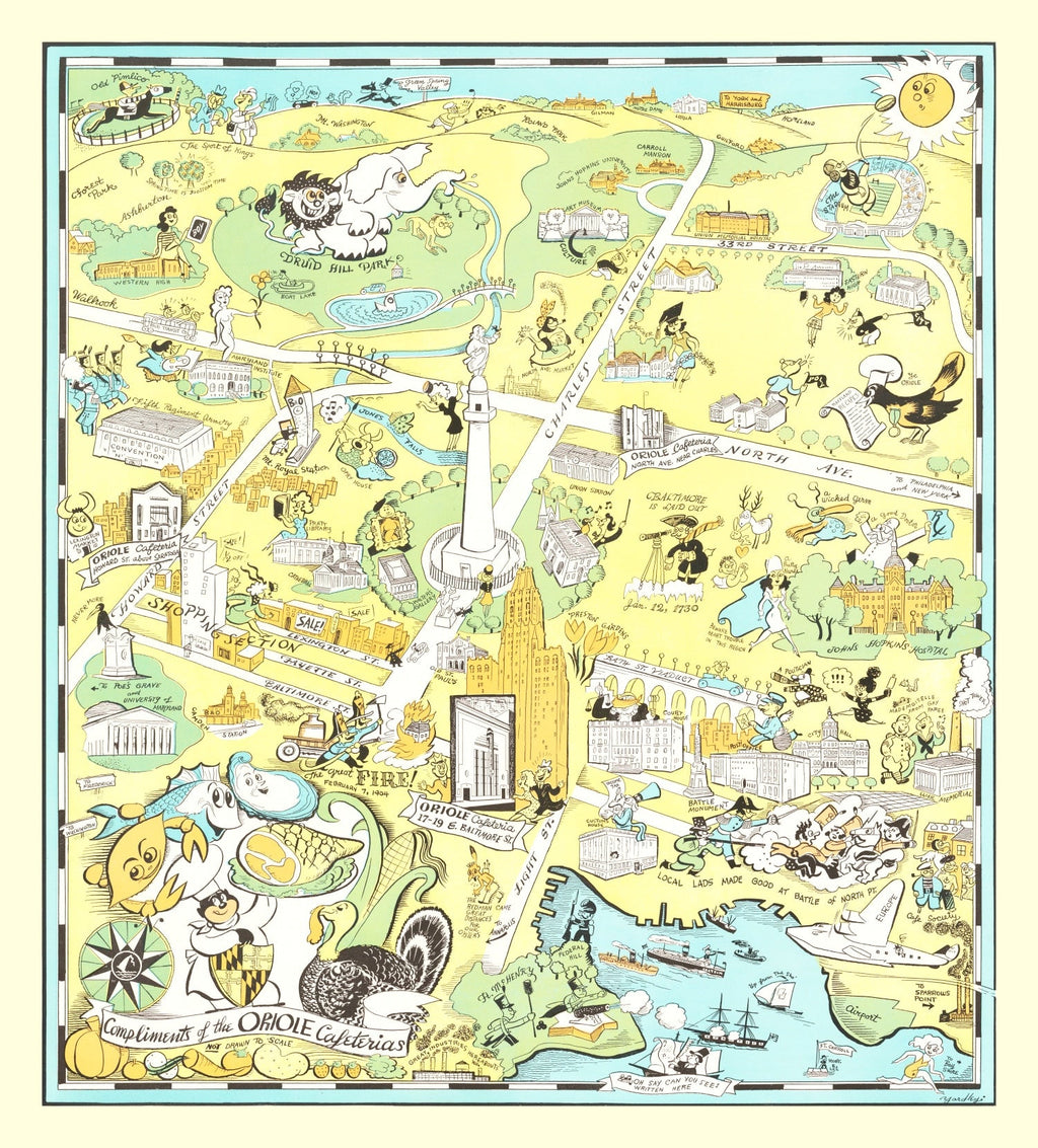 Vintage Map of Baltimore, Maryland 1935