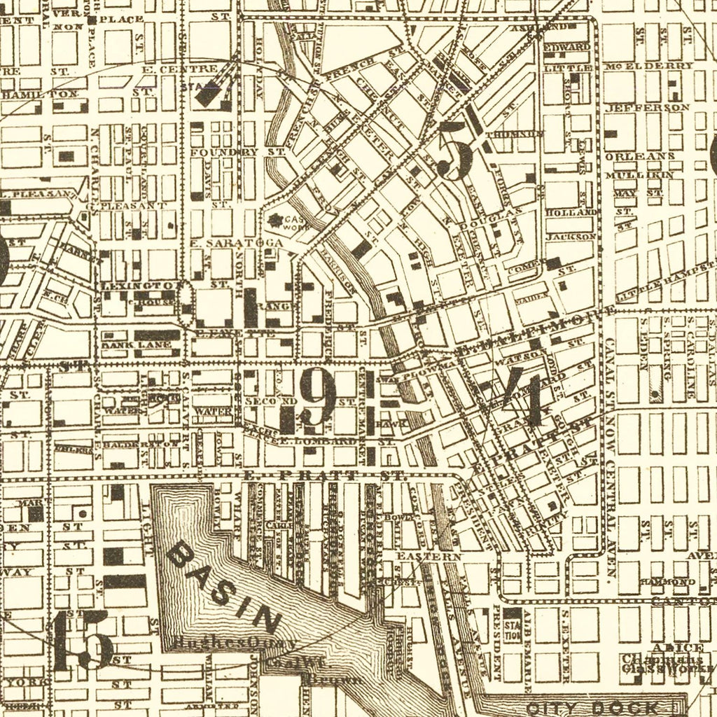 Vintage Map of Baltimore, Maryland 1873