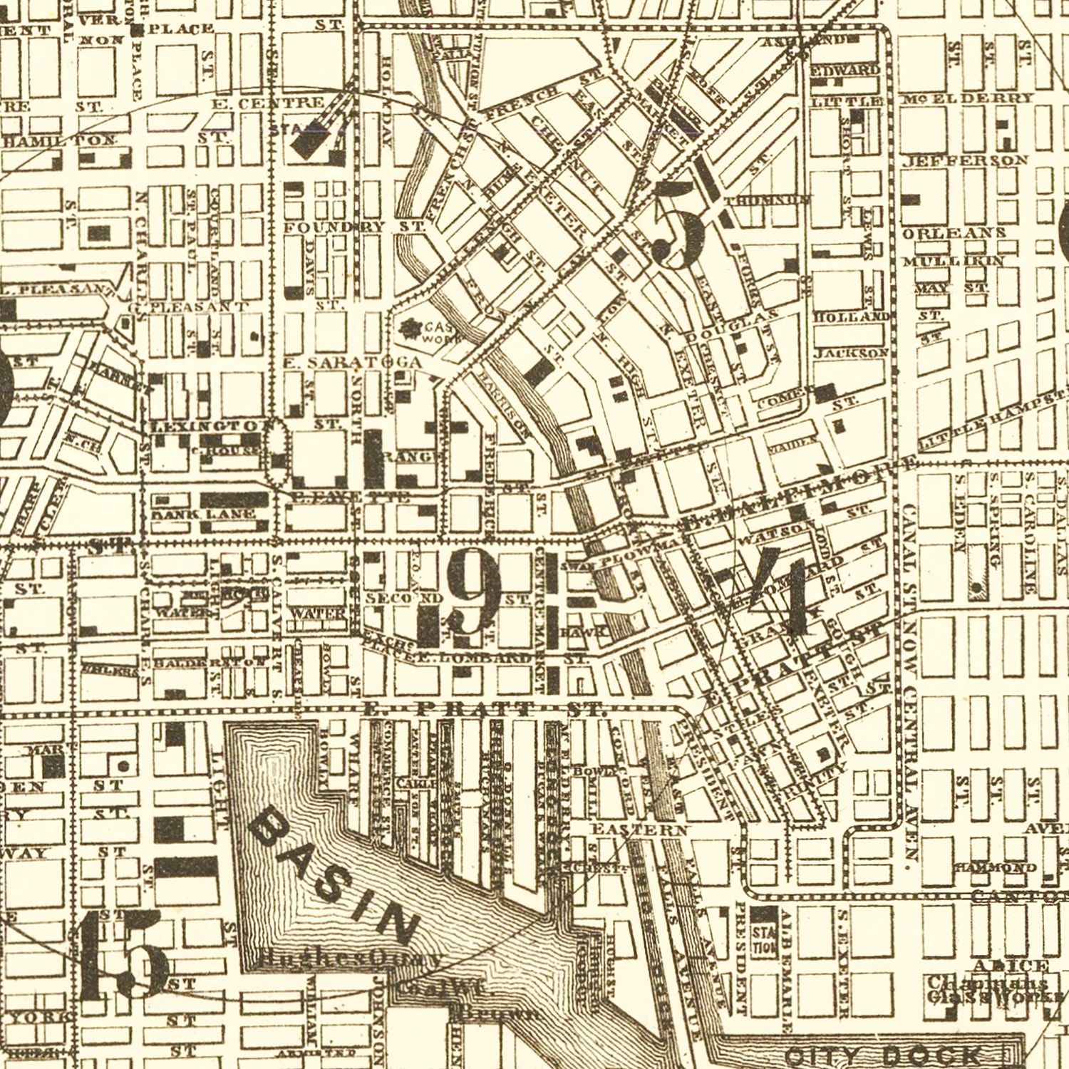 Vintage Map of Baltimore, Maryland 1873